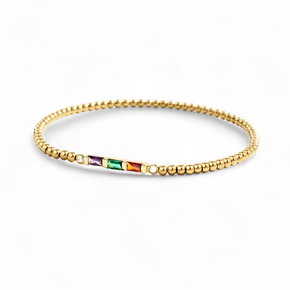 Personalisierbares Perlenarmband mit Baguette-Geburtsstein