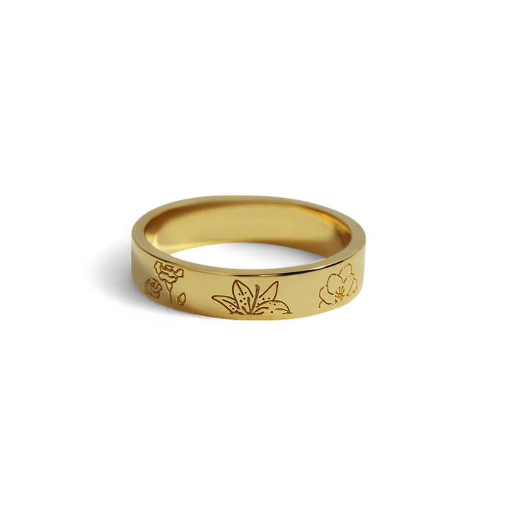 Personalized Stamped Flower Ring