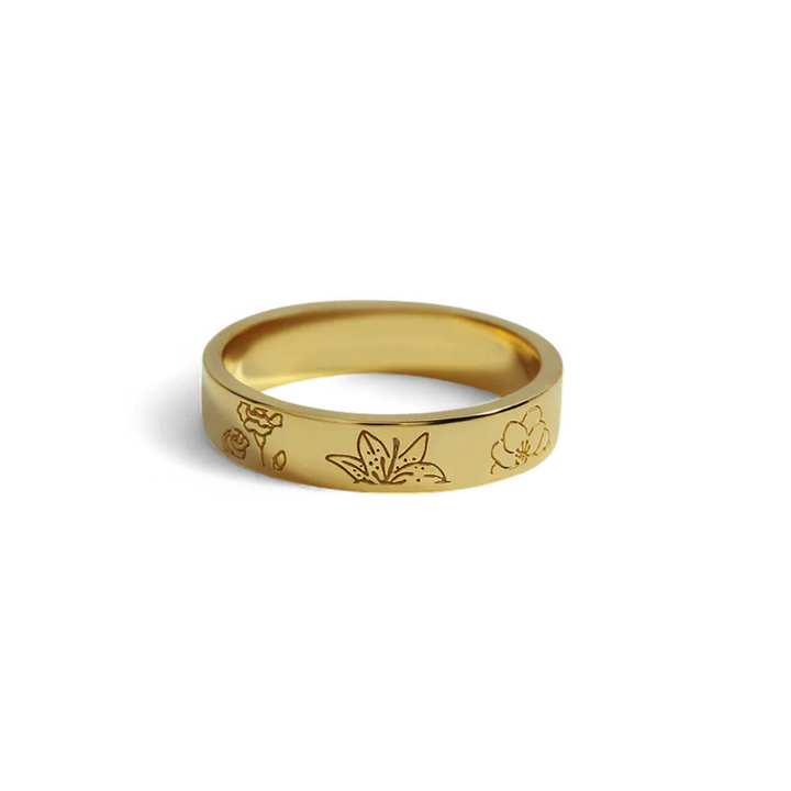 Personalized Stamped Flower Ring