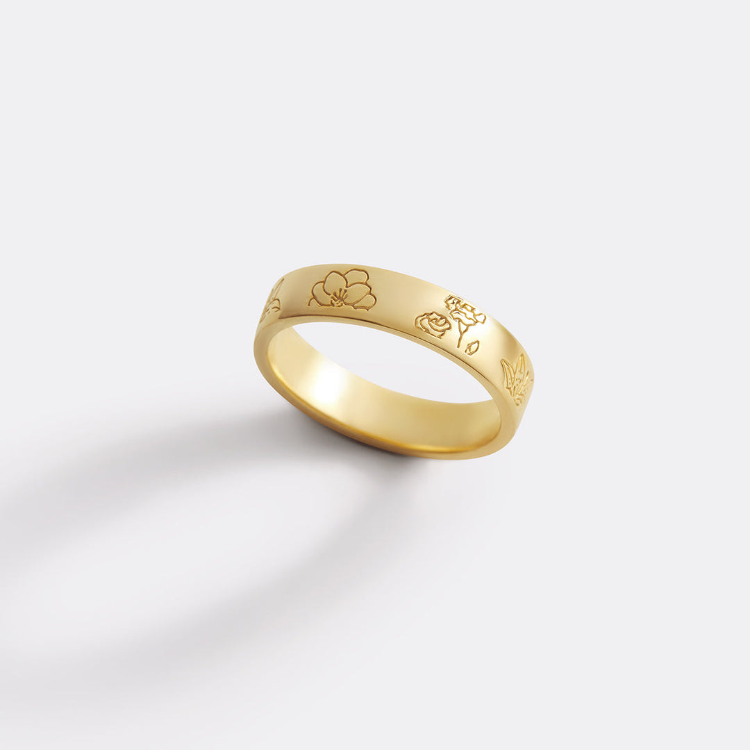 Personalized Stamped Flower Ring
