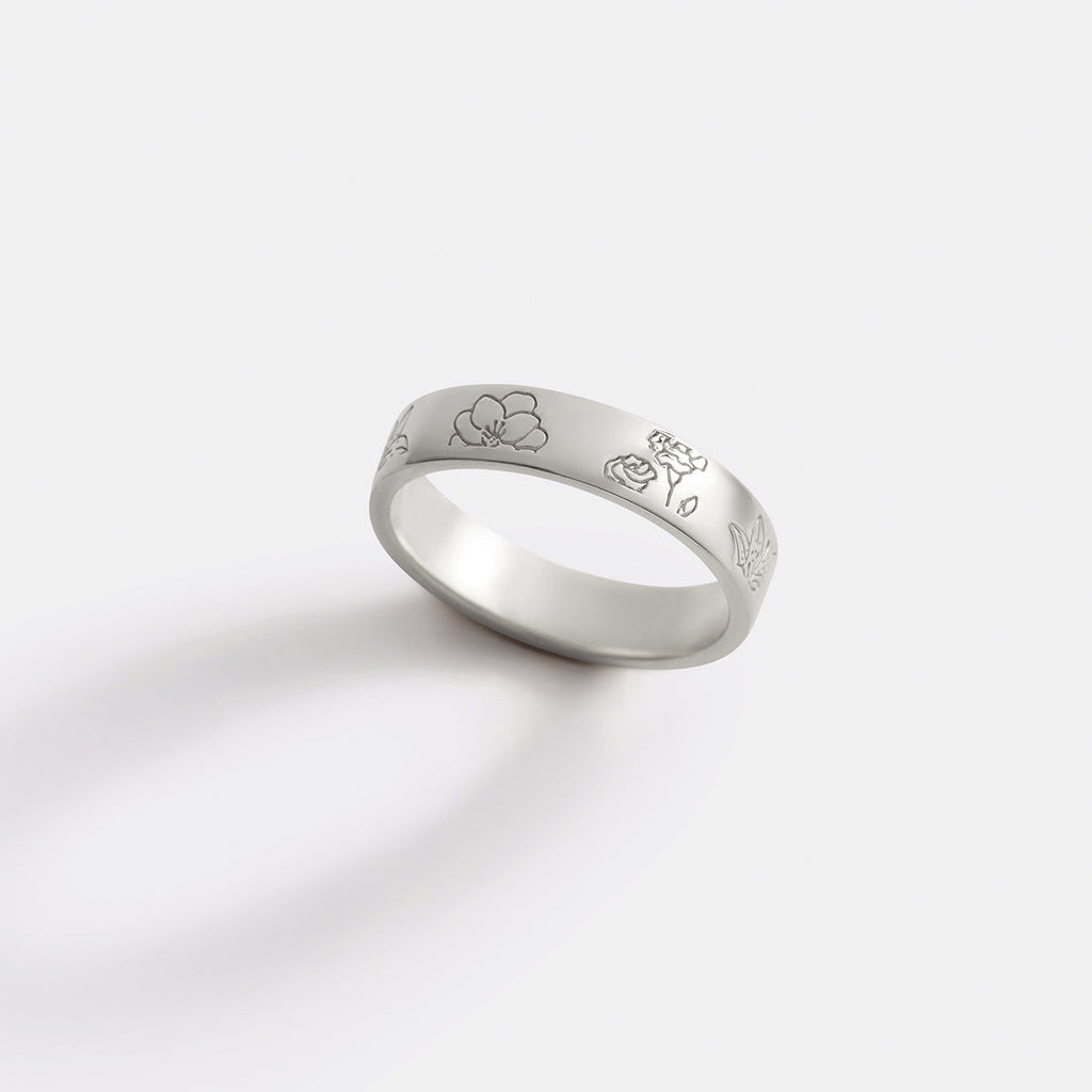 Personalized Stamped Flower Ring