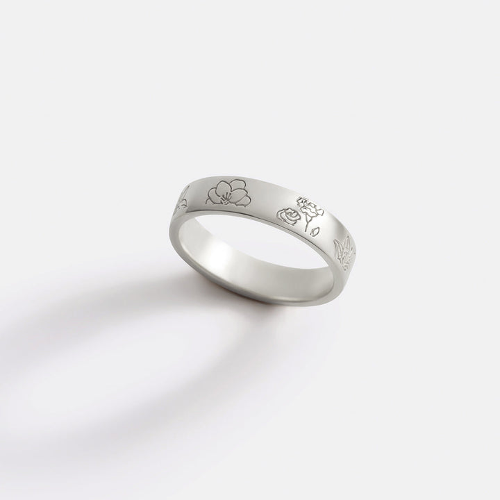 Personalized Stamped Flower Ring
