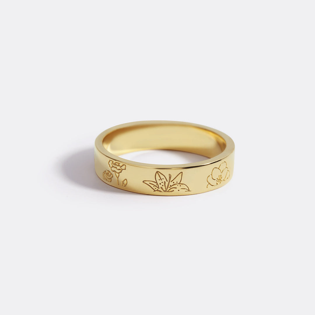 Personalized Stamped Flower Ring