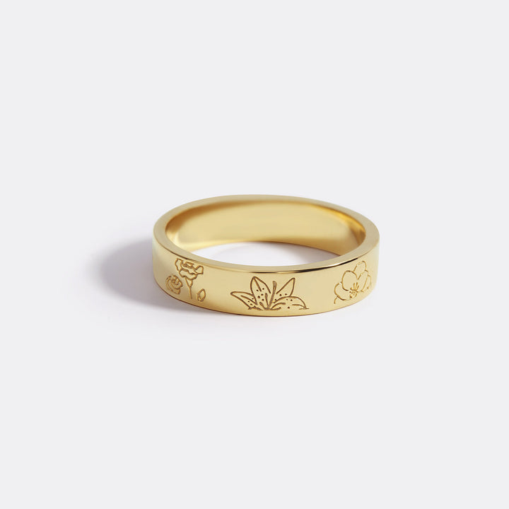 Personalized Stamped Flower Ring