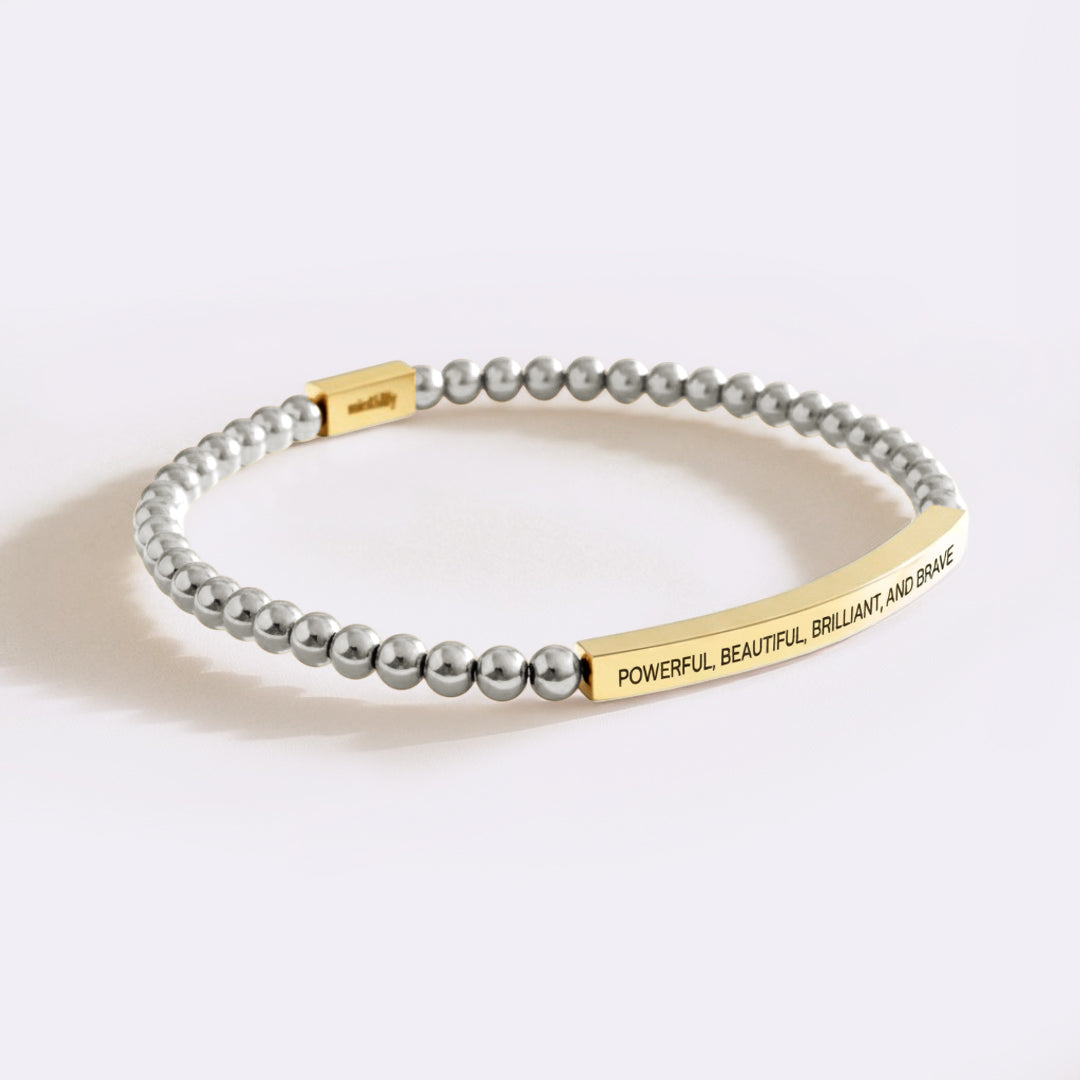Bracciale Inspire con perline Potente, Bello, Brillante e Coraggioso