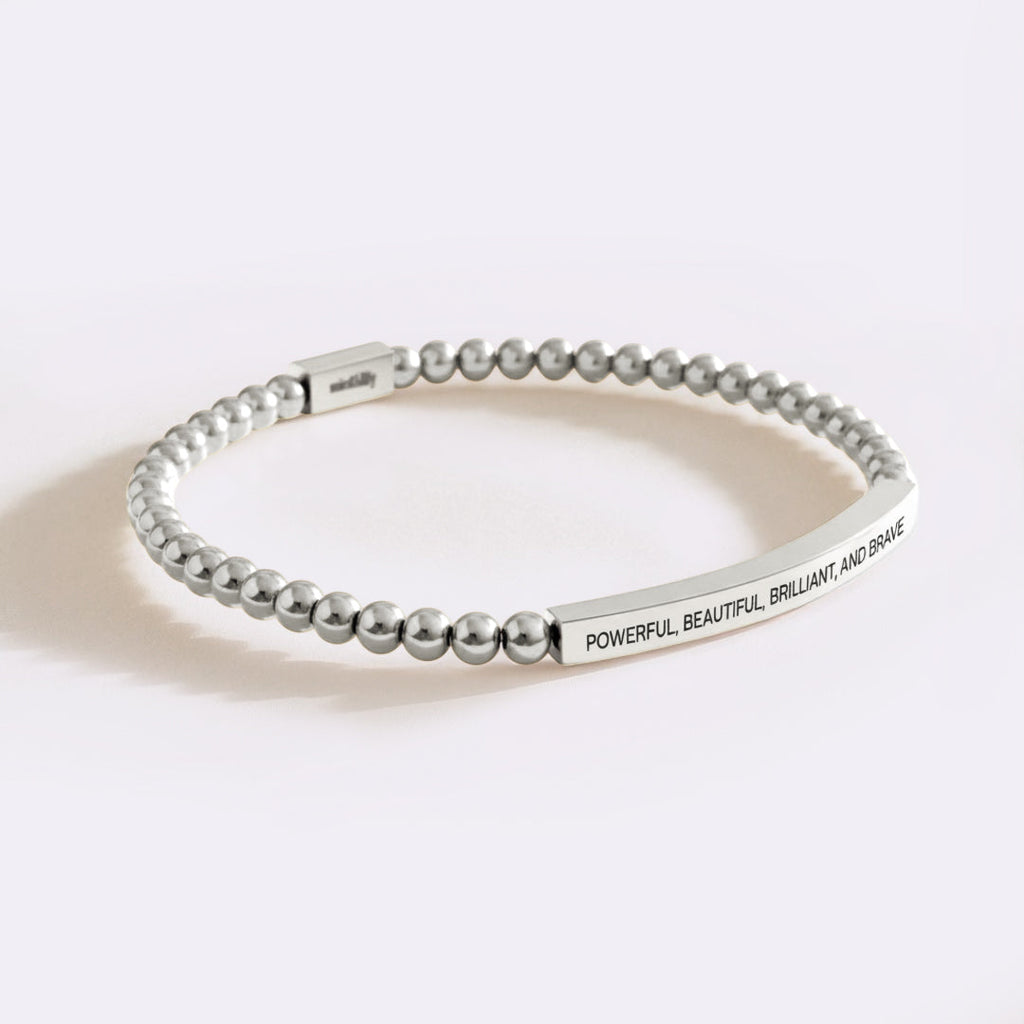 Bracciale Inspire con perline Potente, Bello, Brillante e Coraggioso