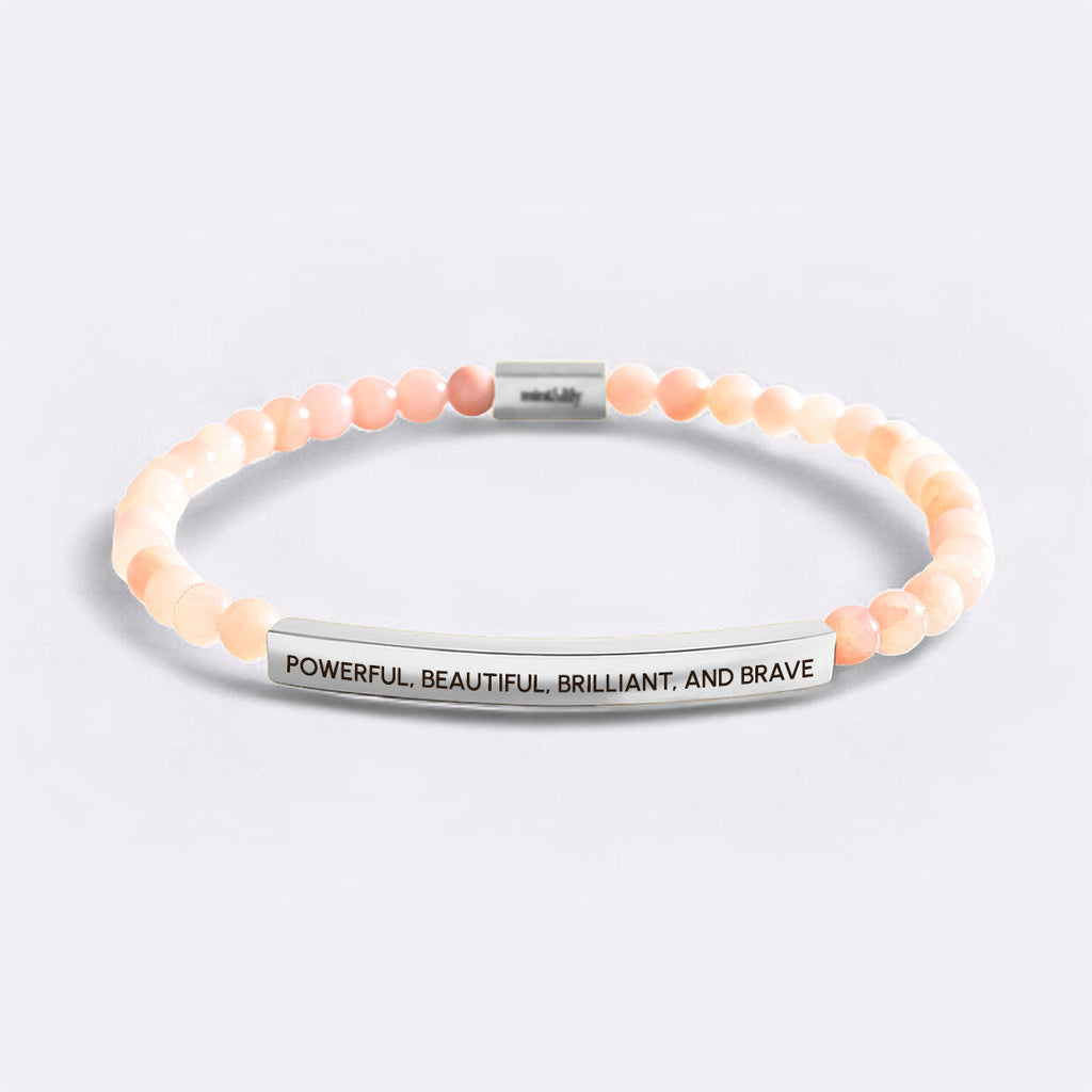 Bracciale Inspire con perline Potente, Bello, Brillante e Coraggioso
