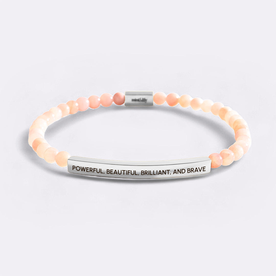 Bracciale Inspire con perline Potente, Bello, Brillante e Coraggioso