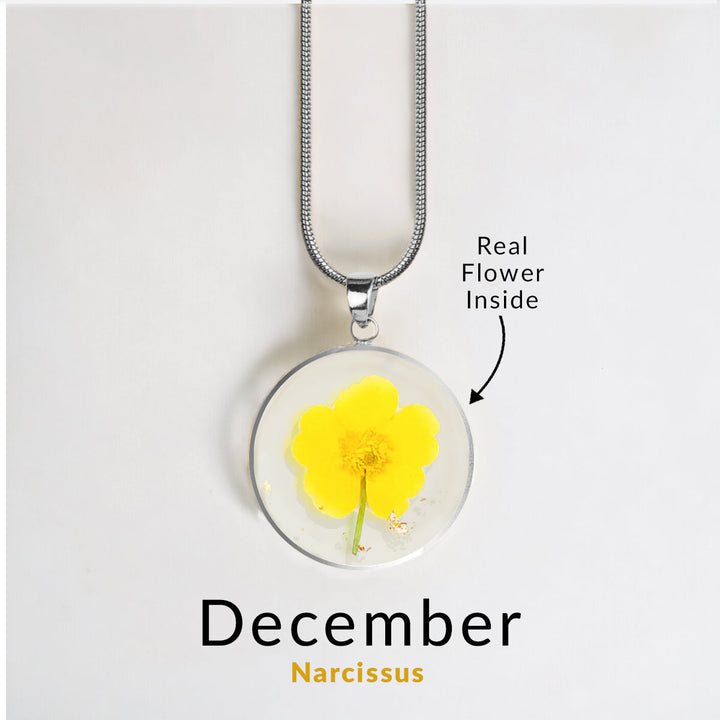 Pressed Birth Flower Necklace
