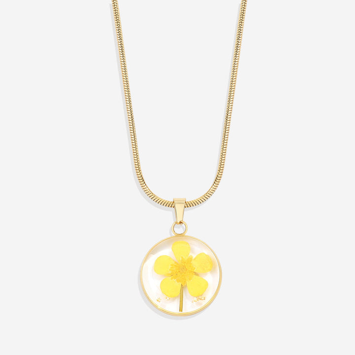 Pressed Birth Flower Necklace