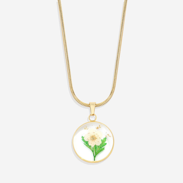 Pressed Birth Flower Necklace