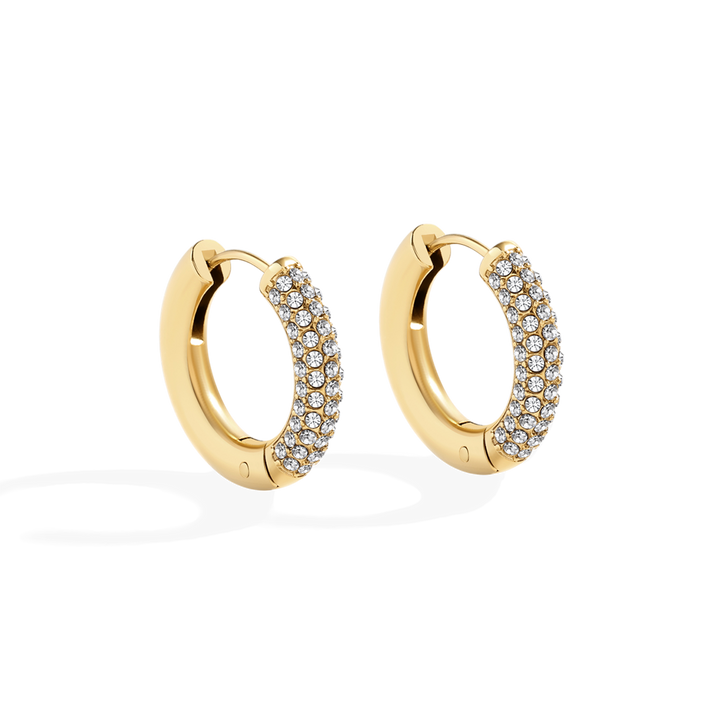 Los Pendientes Aro Huggie con Pavé