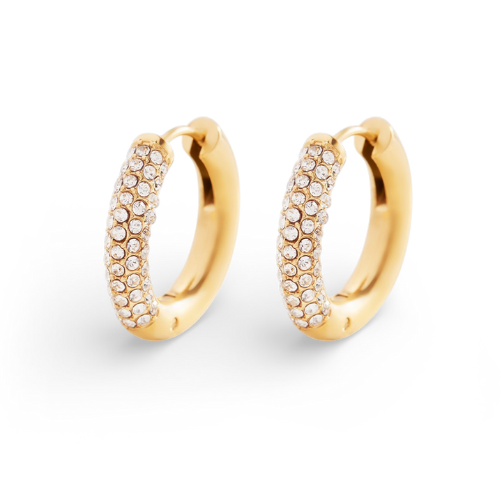 Los Pendientes Aro Huggie con Pavé