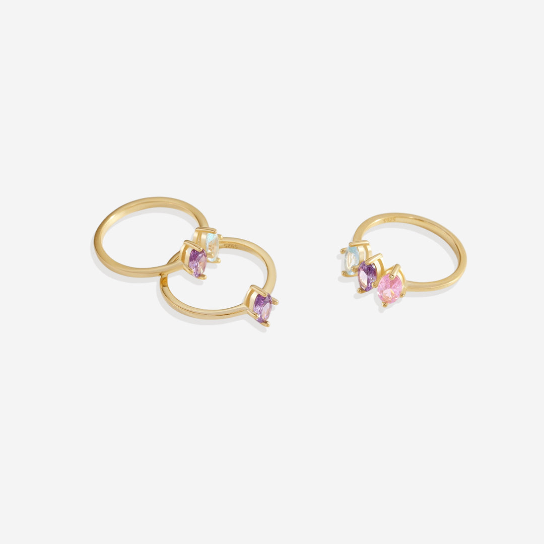 Prstan z rojstnim kamnom v marquise rezu