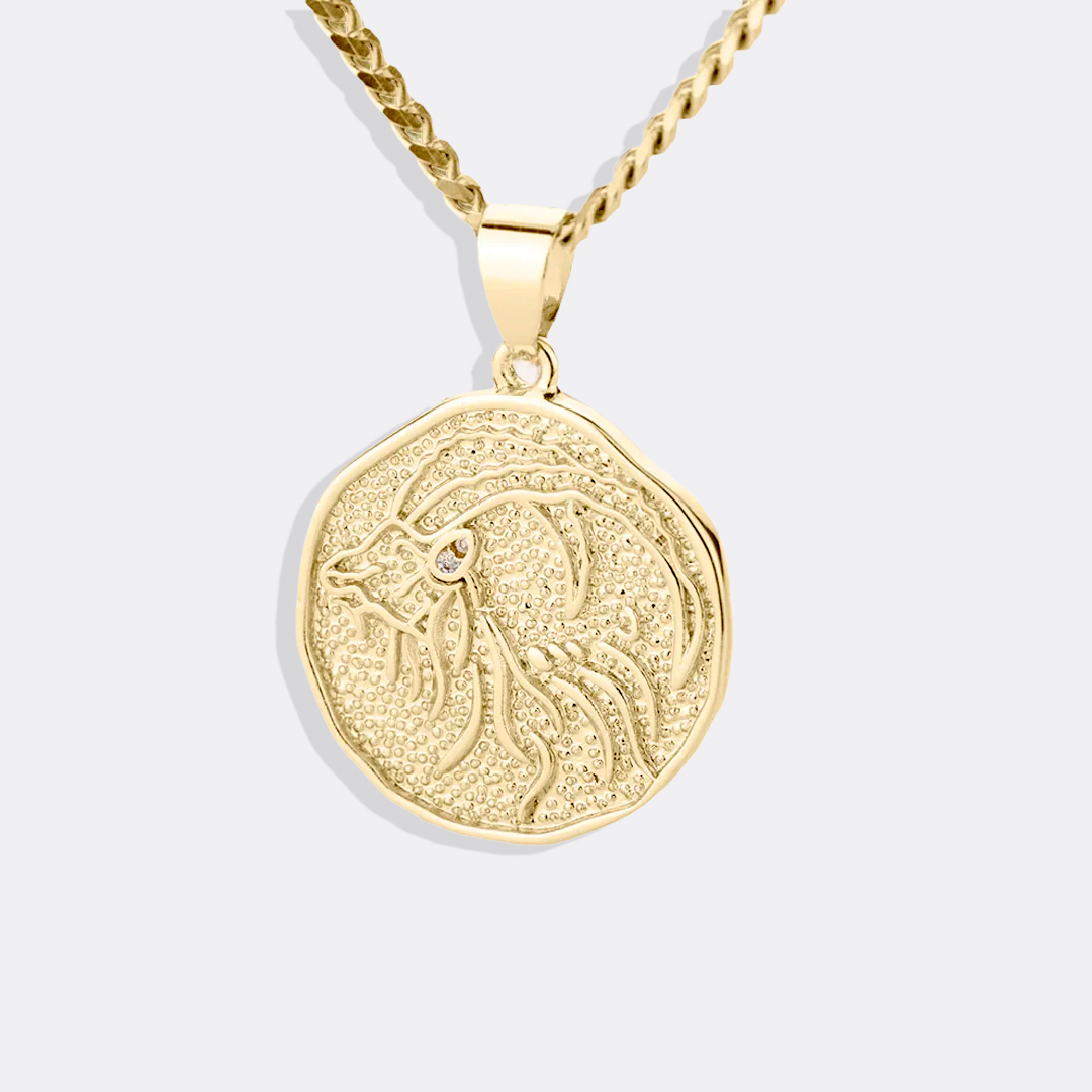 Astrologisk tegn møntvedhæng halskæde
