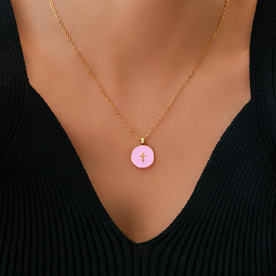 Pendente Cruz Minimalista em Esmalte