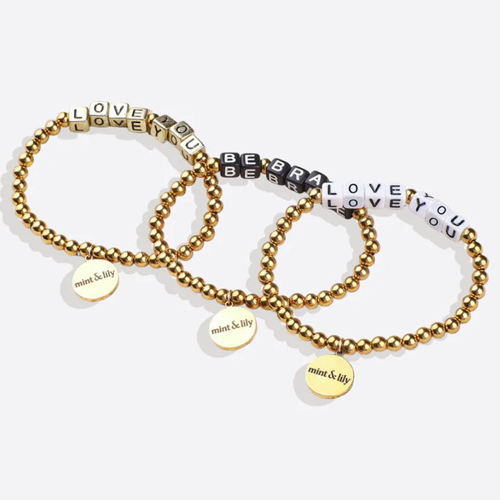 Pulseira de Amizade Personalizada à Prova de Água com Contas Douradas