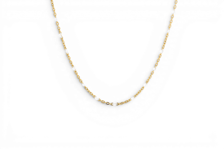 White Beaded Station Necklace