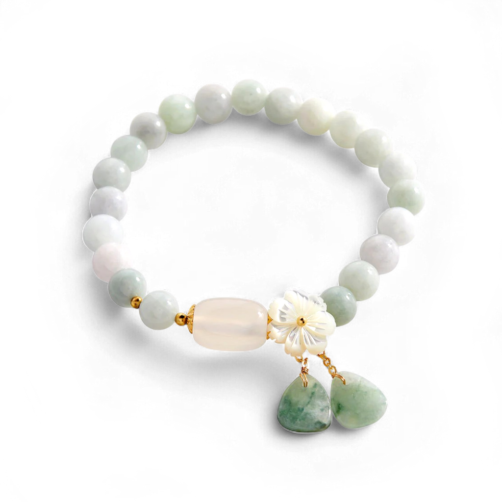 Vitt jade lyckoarmband