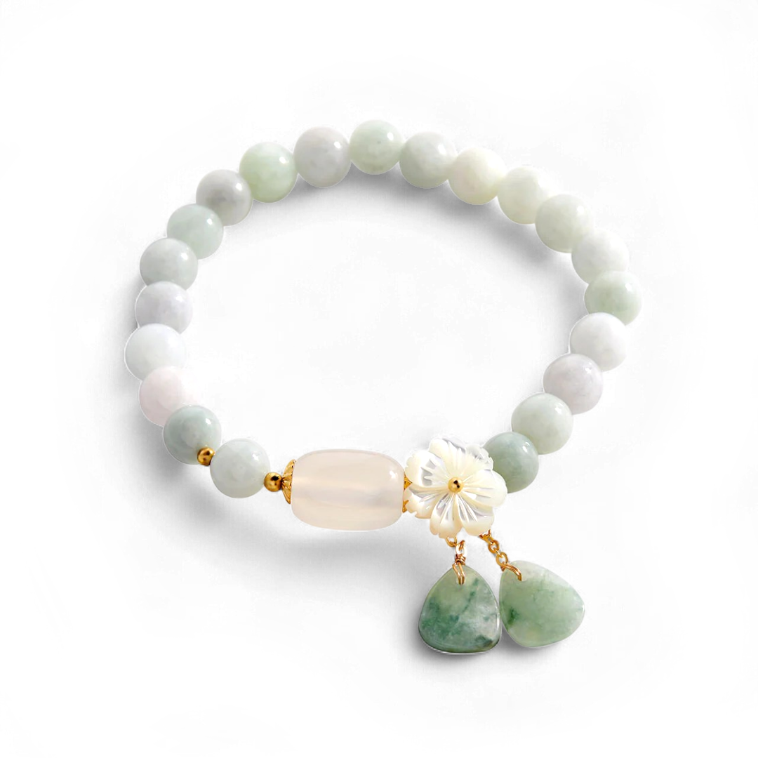 Vitt jade lyckoarmband