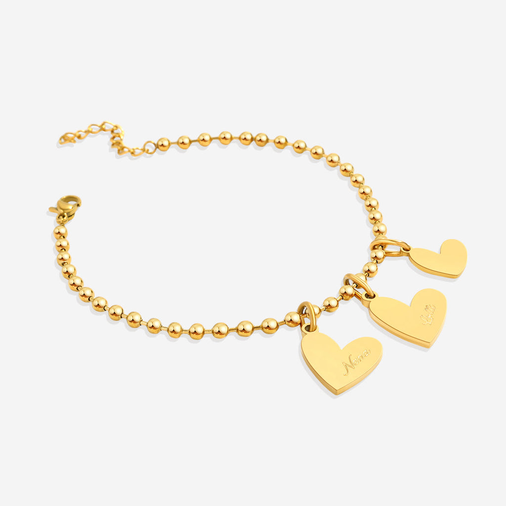 Bracelet à breloques double cœur perlé personnalisé