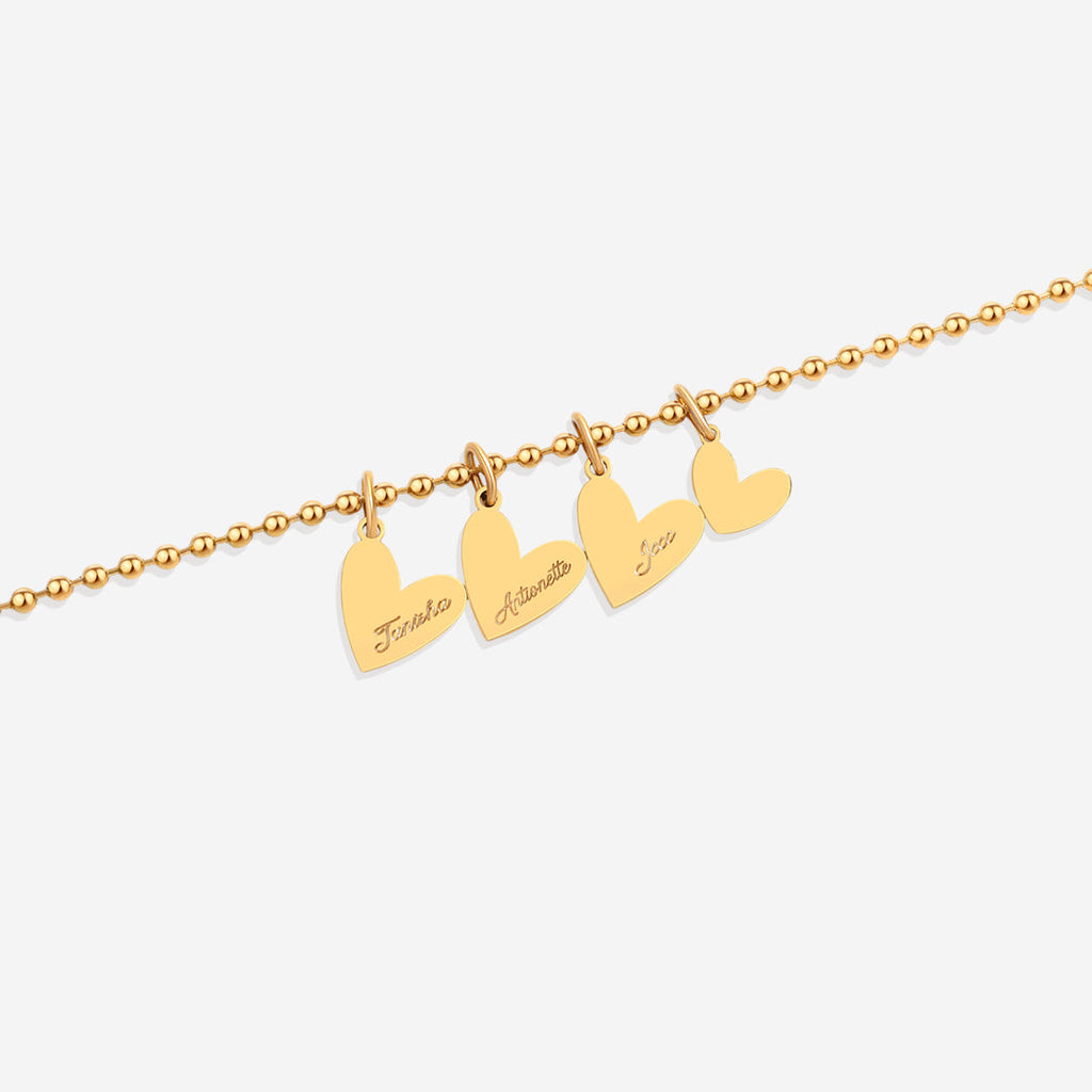 Bracelet à breloques double cœur perlé personnalisé