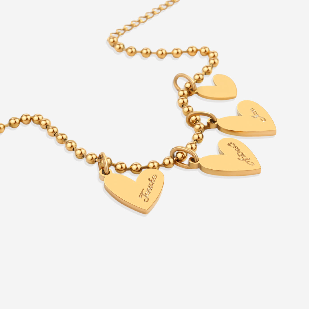 Bracelet à breloques double cœur perlé personnalisé