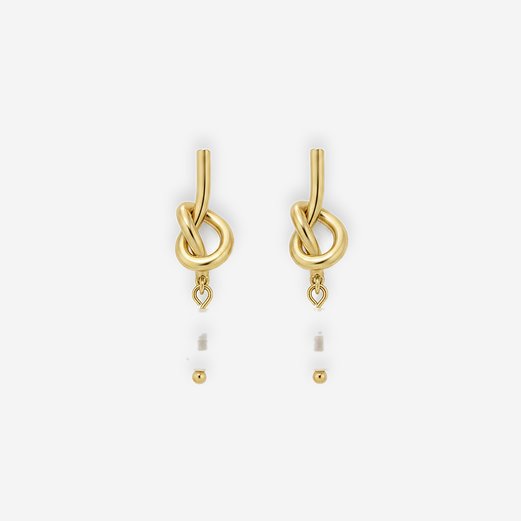 Knotted Gold Pearl Earrings