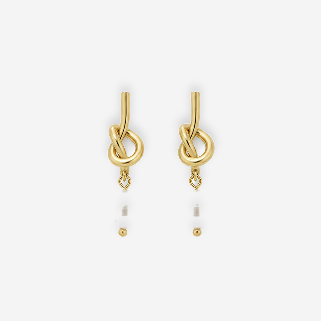 Knotted Gold Pearl Earrings