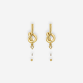 Knotted Gold Pearl Earrings