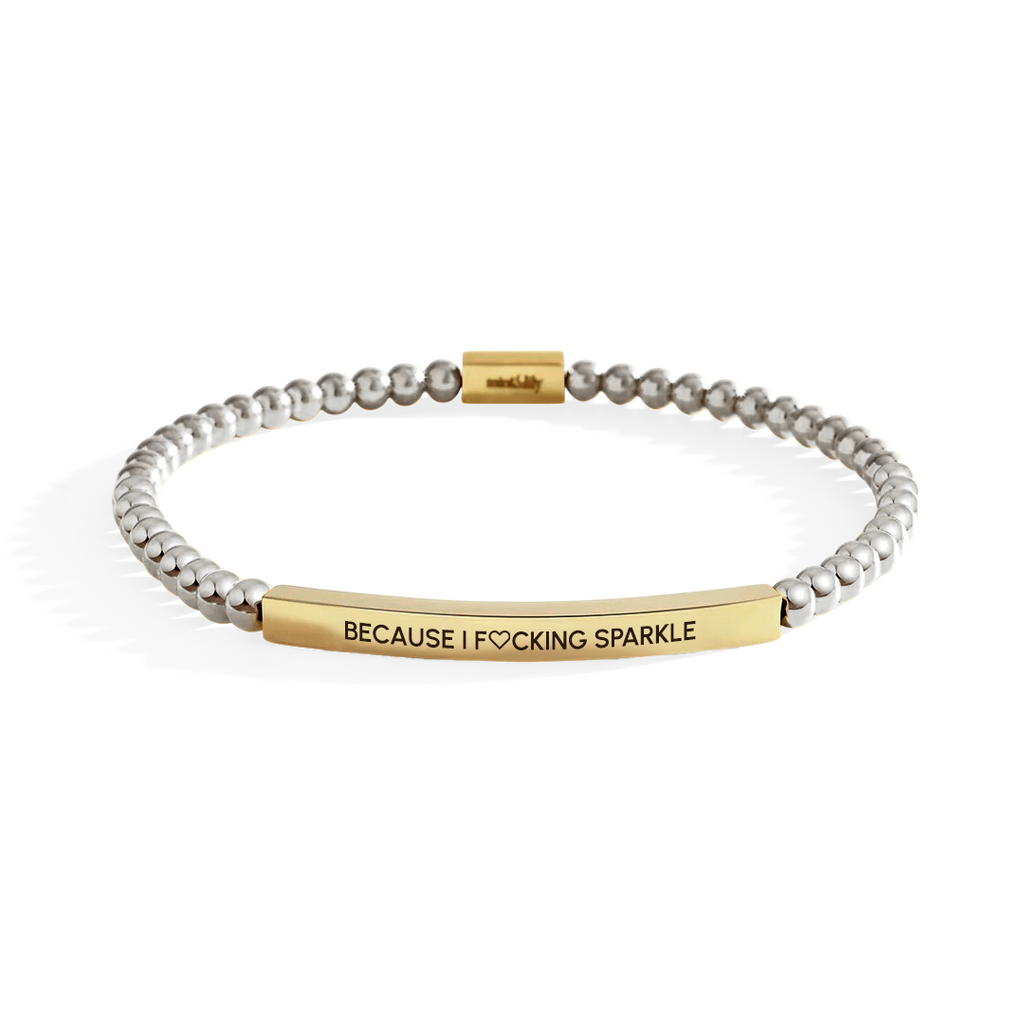 Because I F♡cking Sparkle Goldperlen Armband Inspiriert