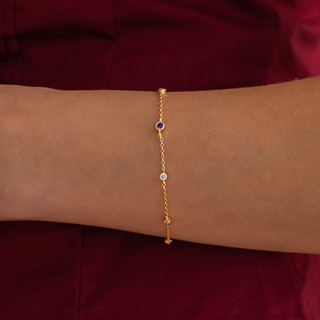 January Birthstone Station Bracelet
