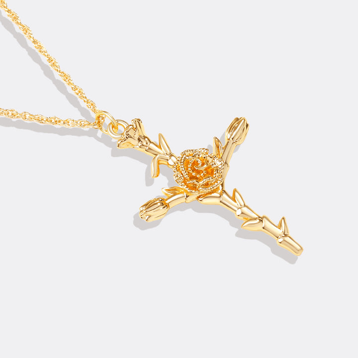 Bloemenkruis Hanger Ketting