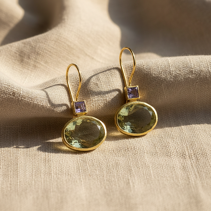 Pendientes Vintage Verdes de Oro
