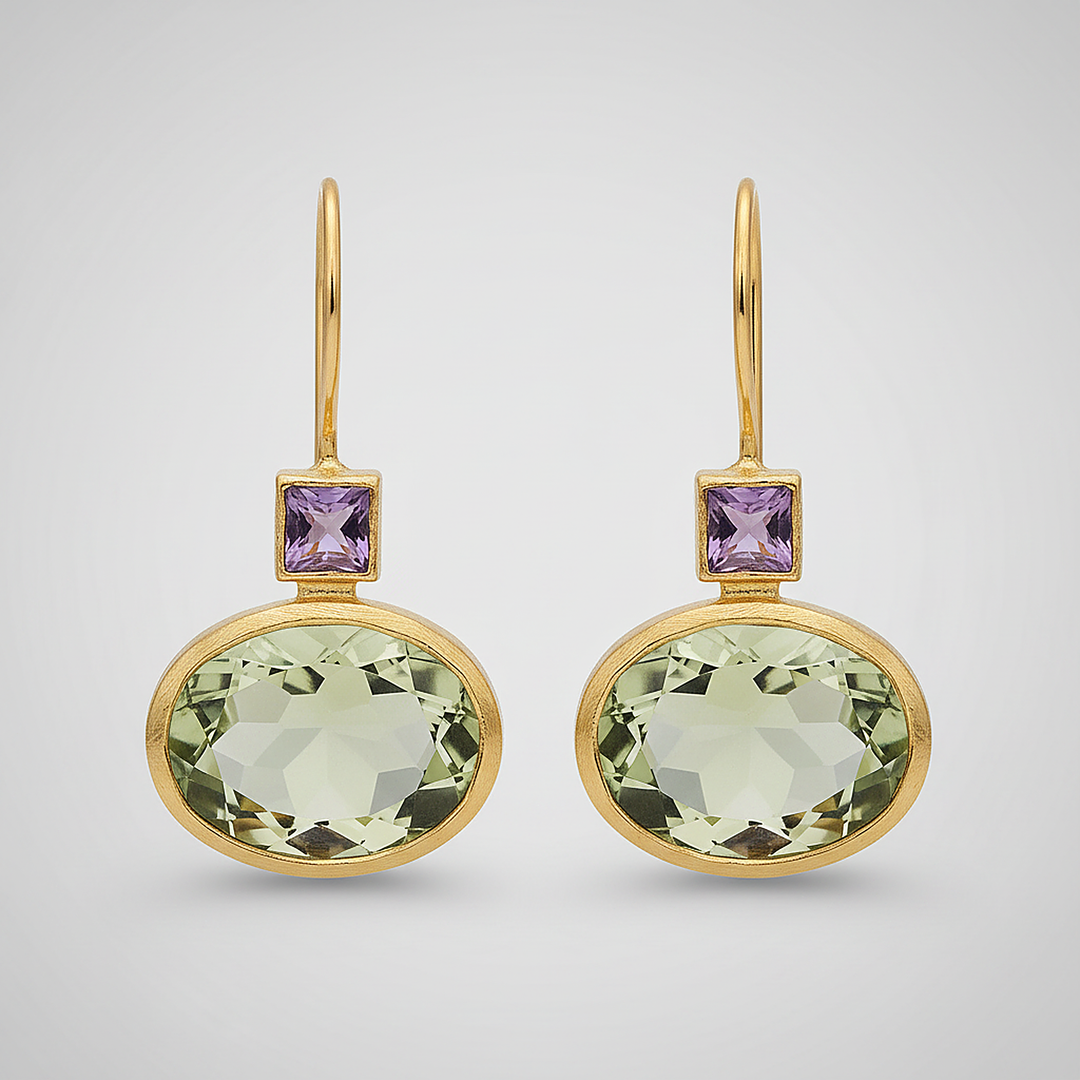 Pendientes Vintage Verdes de Oro