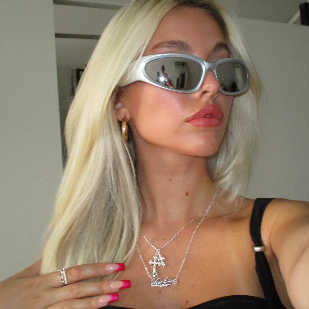 Collar con colgante de doble cruz