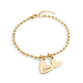 Bracelet à breloques double cœur perlé personnalisé
