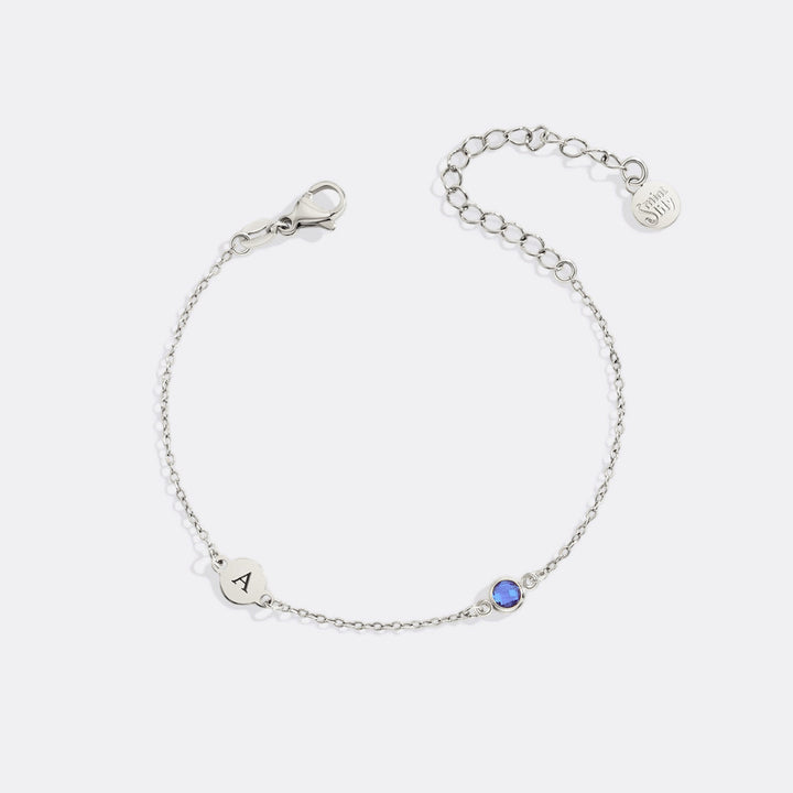Dainty Initial and Birthstone Bracelet