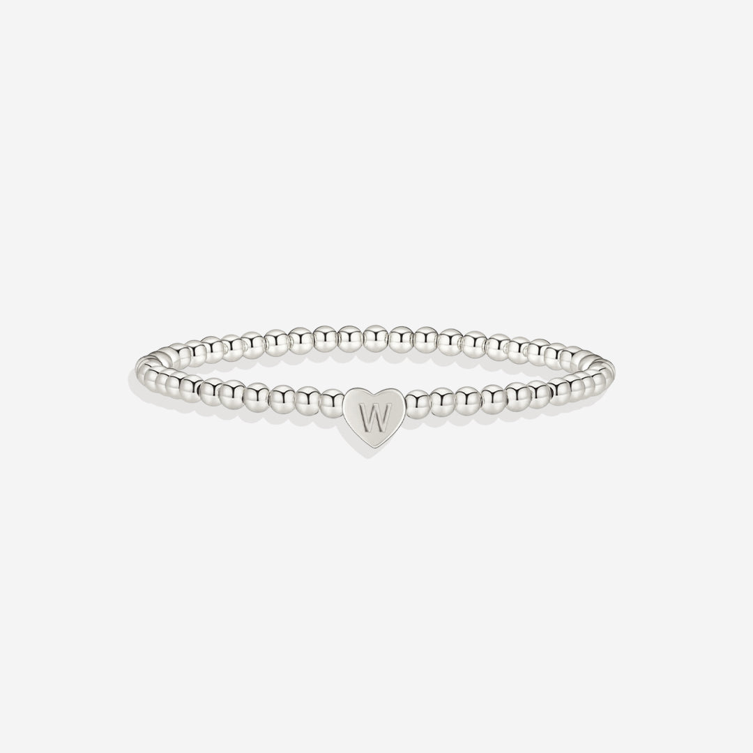 Gold Beaded Bracelet with Heart Initial