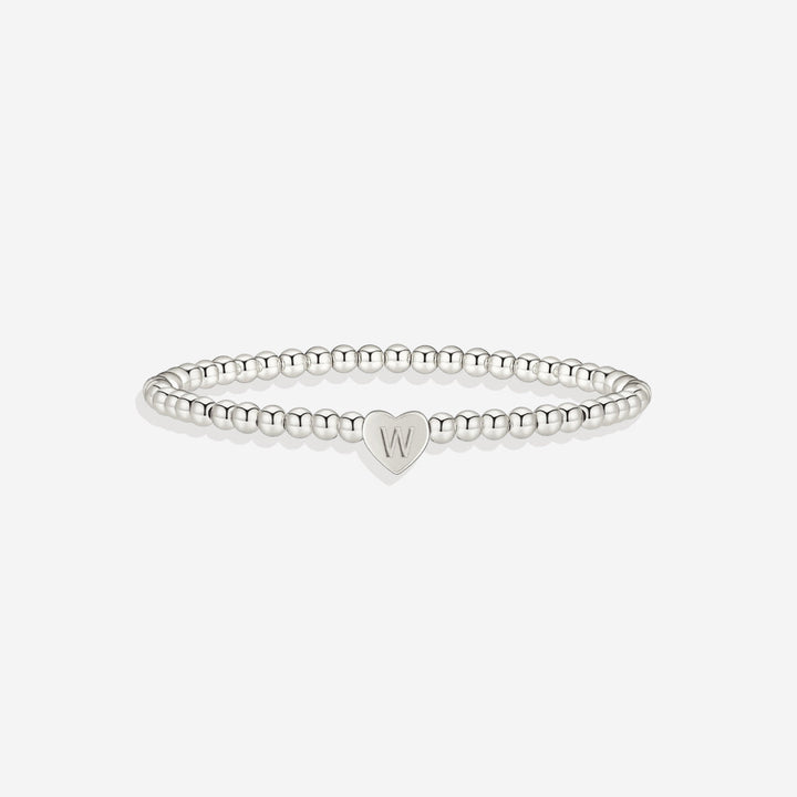 Gold Beaded Bracelet with Heart Initial