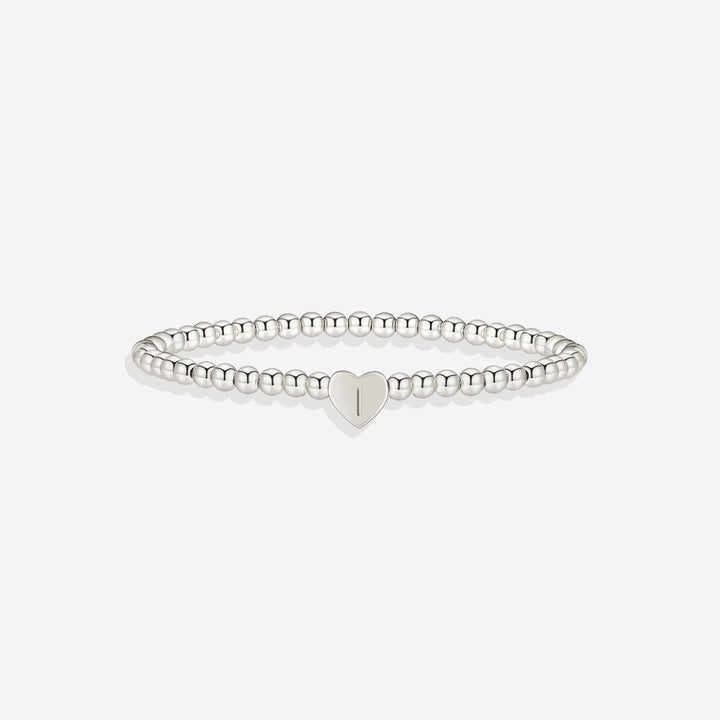 Gold Beaded Bracelet with Heart Initial