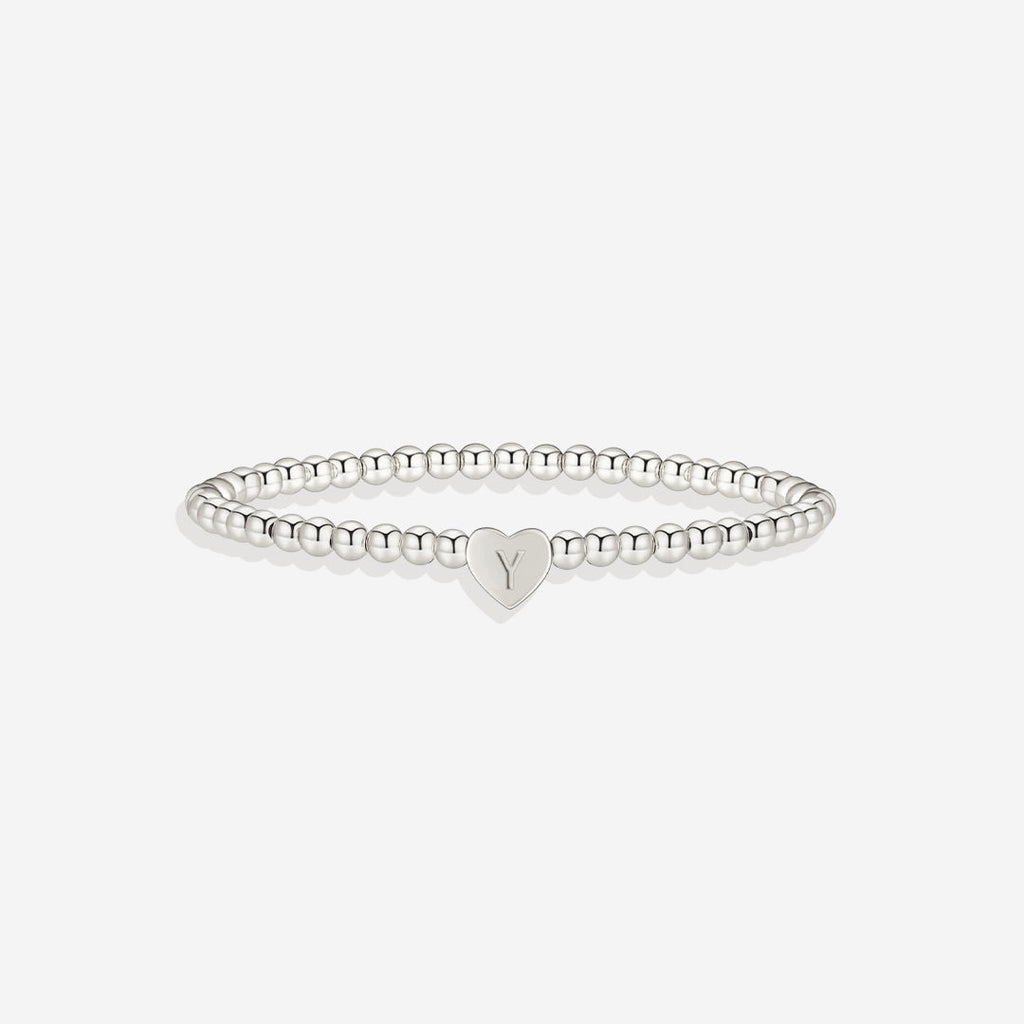 Gold Beaded Bracelet with Heart Initial