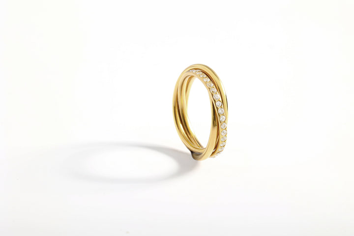 Bague anti-stress entrelacée avec cristal