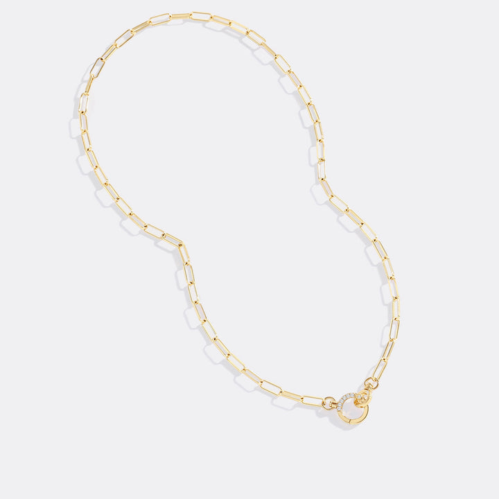 Halsband med mintfärgad pappersklämma och pavé-stenar