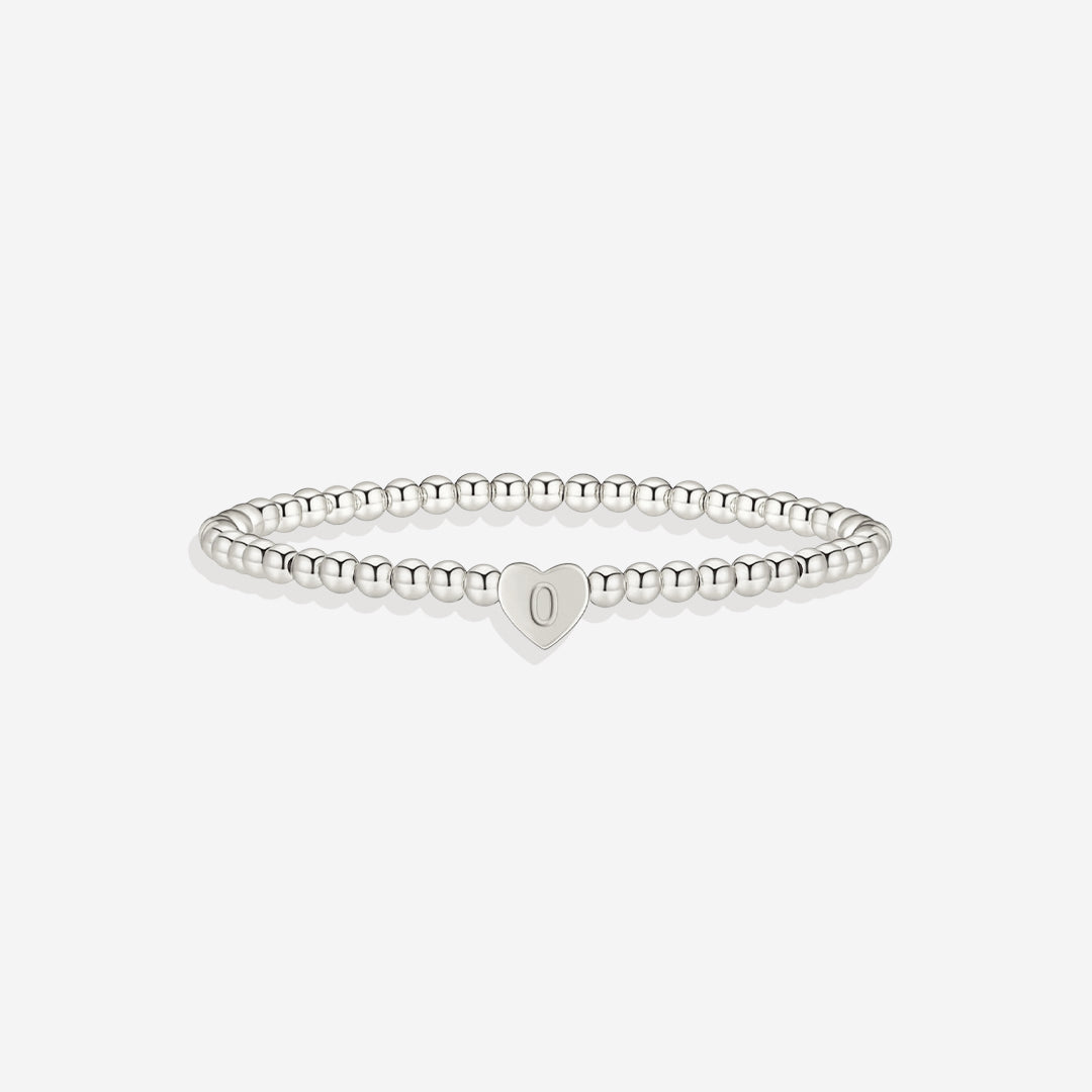 Gold Beaded Bracelet with Heart Initial