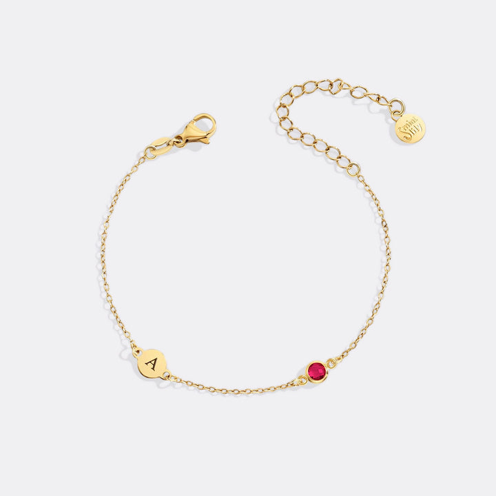 Dainty Initial and Birthstone Bracelet