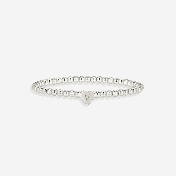 Gold Beaded Bracelet with Heart Initial