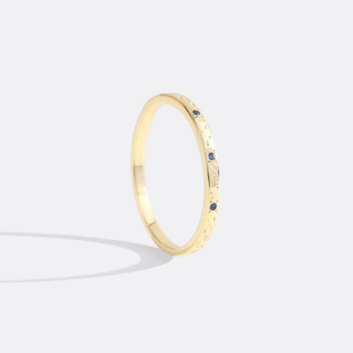 Narrow Textured Gold Birthstone Band