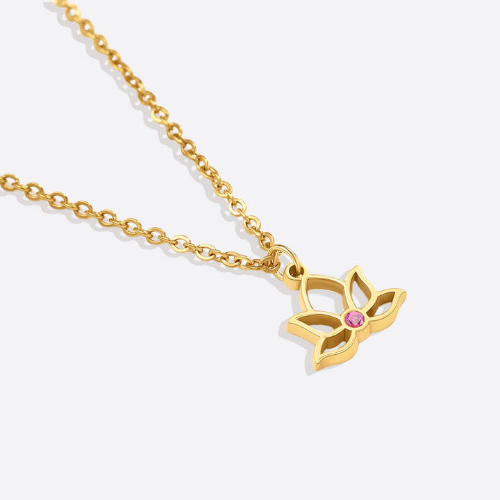 Collana con ciondolo mini loto e pietra di nascita