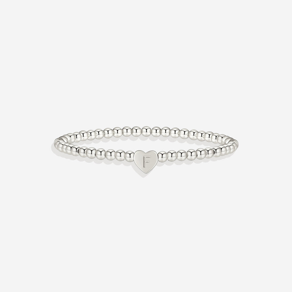 Gold Beaded Bracelet with Heart Initial